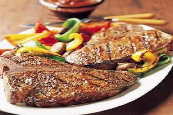 T-Bone Steak Served with Vegetable & Rice